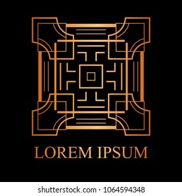 Vintage ornamental logo in art deco style. Template for design of logotypes