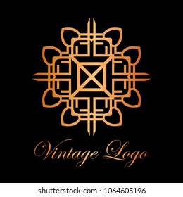 Vintage ornamental logo in art deco style. Template for design of logotypes