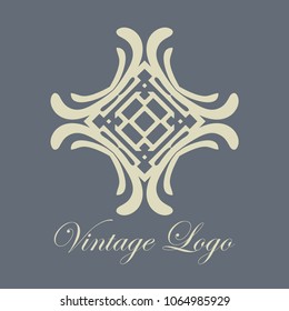 Vintage ornamental logo in art deco style. Template for design of logotypes