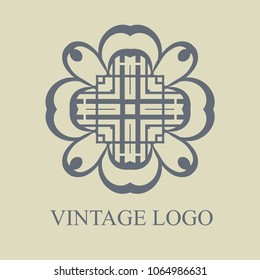 Vintage ornamental logo in art deco style. Template for design of logotypes