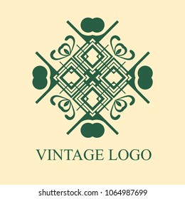 Vintage ornamental logo in art deco style. Template for design of logotypes