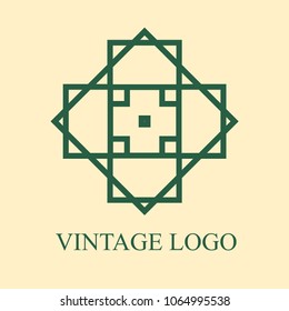 Vintage ornamental logo in art deco style. Template for design of logotypes