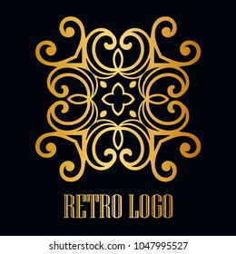 Vintage ornamental logo monogram. Retro luxury logotype for design with swirl elements