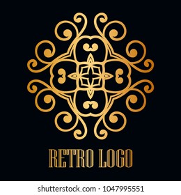 Vintage ornamental logo monogram. Retro luxury logotype for design with swirl elements