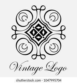 Vintage ornamental logo monogram. Retro luxury logotype for design with swirl elements