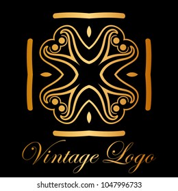 Vintage ornamental logo monogram. Retro luxury logotype for design with swirl elements