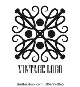 Vintage ornamental logo monogram. Retro luxury logotype for design with swirl elements