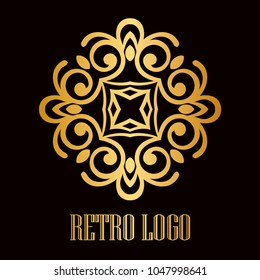 Vintage ornamental logo monogram. Retro luxury logotype for design with swirl elements