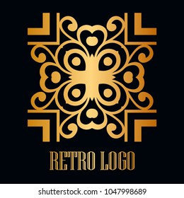 Vintage ornamental logo monogram. Retro luxury logotype for design with swirl elements