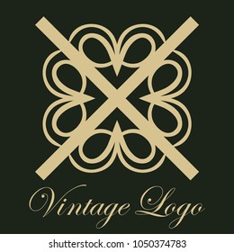 Vintage ornamental logo monogram. Retro luxury logotype for design with swirl elements