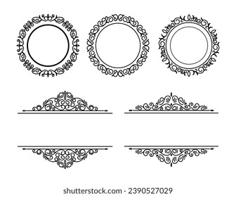 Vintage ornamental logo set collection