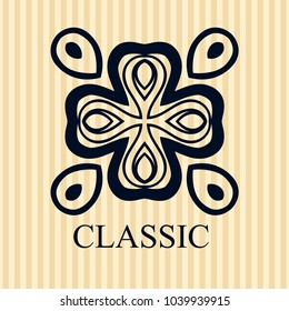 Vintage ornamental logo template with text. Vector illustration
