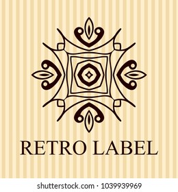 Vintage ornamental logo template with text. Vector illustration