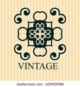 Vintage ornamental logo template with text. Vector illustration