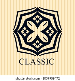 Vintage ornamental logo template with text. Vector illustration