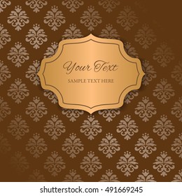 Vintage ornamental luxurious background with golden figure frame. Paper cut design. Vector illustration 