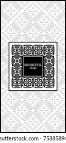 Vintage ornamental luxury background with frame. Template for design. Vector illustration