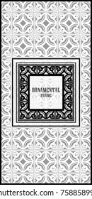 Vintage ornamental luxury background with frame. Template for design. Vector illustration