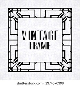 Vintage ornamental modern art deco border frame for invitation and packaging of luxury products. Retro luxury background