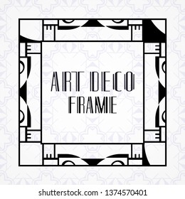 Vintage ornamental modern art deco border frame for invitation and packaging of luxury products. Retro luxury background