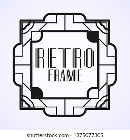 Vintage ornamental modern art deco border frame for invitation and packaging of luxury products. Retro luxury background