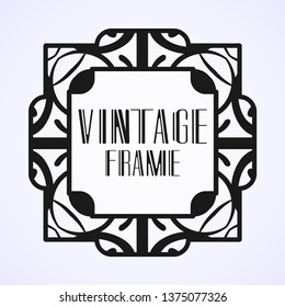 Vintage ornamental modern art deco border frame for invitation and packaging of luxury products. Retro luxury background