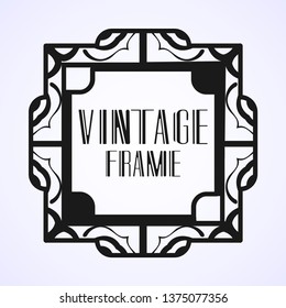 Vintage ornamental modern art deco border frame for invitation and packaging of luxury products. Retro luxury background