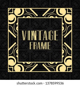 Vintage ornamental modern art deco border frame for invitation and packaging of luxury products. Retro luxury background