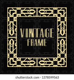 Vintage ornamental modern art deco border frame for invitation and packaging of luxury products. Retro luxury background
