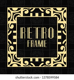 Vintage ornamental modern art deco border frame for invitation and packaging of luxury products. Retro luxury background