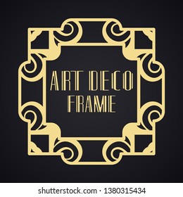 Vintage ornamental modern art deco border frame for invitation and packaging of luxury products. Retro luxury background