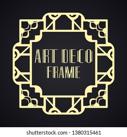 Vintage ornamental modern art deco border frame for invitation and packaging of luxury products. Retro luxury background