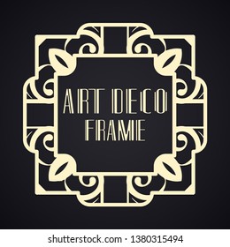 Vintage ornamental modern art deco border frame for invitation and packaging of luxury products. Retro luxury background