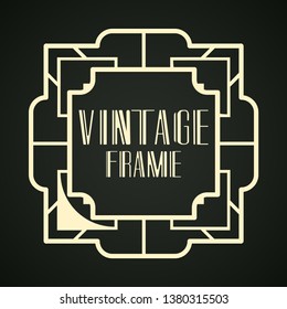 Vintage ornamental modern art deco border frame for invitation and packaging of luxury products. Retro luxury background