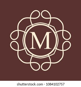 Vintage ornamental monogram. Retro luxury logo for design with ornate elements and place for letter or text