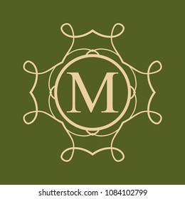 Vintage ornamental monogram. Retro luxury logo for design with ornate elements and place for letter or text