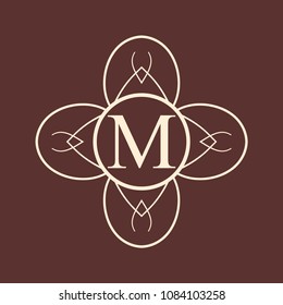 Vintage ornamental monogram. Retro luxury logo for design with ornate elements and place for letter or text