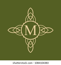 Vintage ornamental monogram. Retro luxury logo for design with ornate elements and place for letter or text