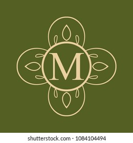 Vintage ornamental monogram. Retro luxury logo for design with ornate elements and place for letter or text