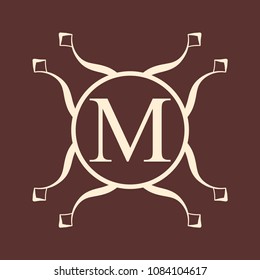 Vintage ornamental monogram. Retro luxury logo for design with ornate elements and place for letter or text
