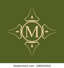 Vintage ornamental monogram. Retro luxury logo for design with ornate elements and place for letter or text