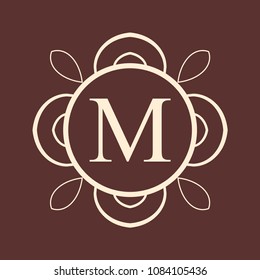 Vintage ornamental monogram. Retro luxury logo for design with ornate elements and place for letter or text