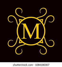 Vintage ornamental monogram. Retro luxury logo for design with ornate elements and place for letter or text