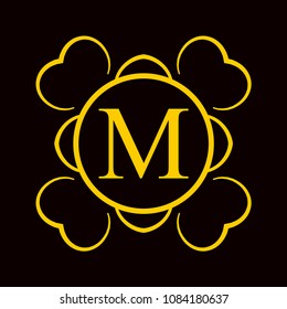 Vintage ornamental monogram. Retro luxury logo for design with ornate elements and place for letter or text
