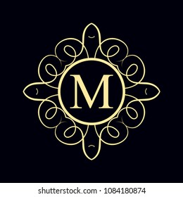 Vintage ornamental monogram. Retro luxury logo for design with ornate elements and place for letter or text