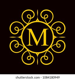 Vintage ornamental monogram. Retro luxury logo for design with ornate elements and place for letter or text