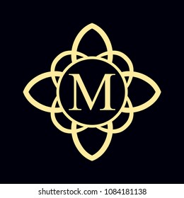 Vintage ornamental monogram. Retro luxury logo for design with ornate elements and place for letter or text