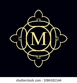 Vintage ornamental monogram. Retro luxury logo for design with ornate elements and place for letter or text