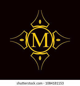 Vintage ornamental monogram. Retro luxury logo for design with ornate elements and place for letter or text