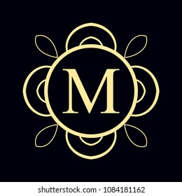 Vintage ornamental monogram. Retro luxury logo for design with ornate elements and place for letter or text